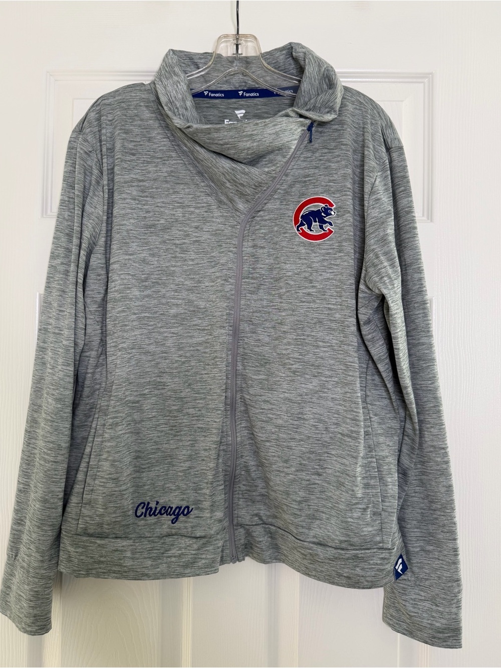 Fanatics Chicago Cubs Women’s Gray Full Zip Wrap Collar Jacket 2XL MLB
